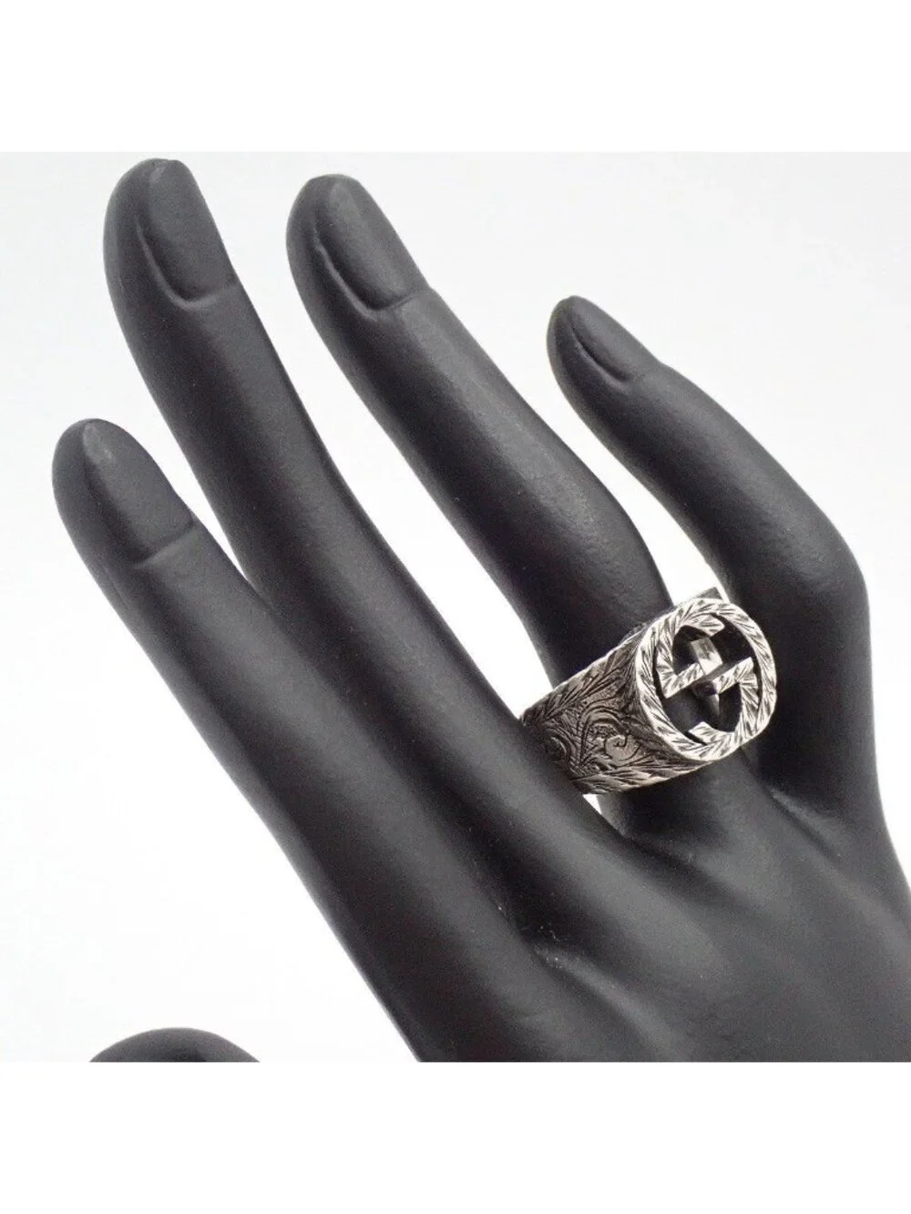 Gucci Interlocking G Arabesque Ring 925 Sterling Silver